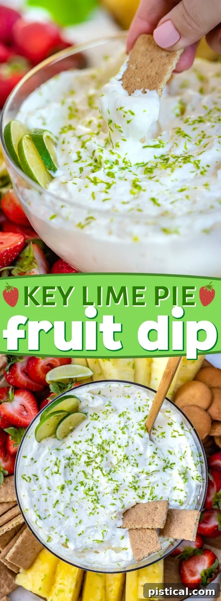 Key Lime Pie Fruit Dip collage with various serving ideas