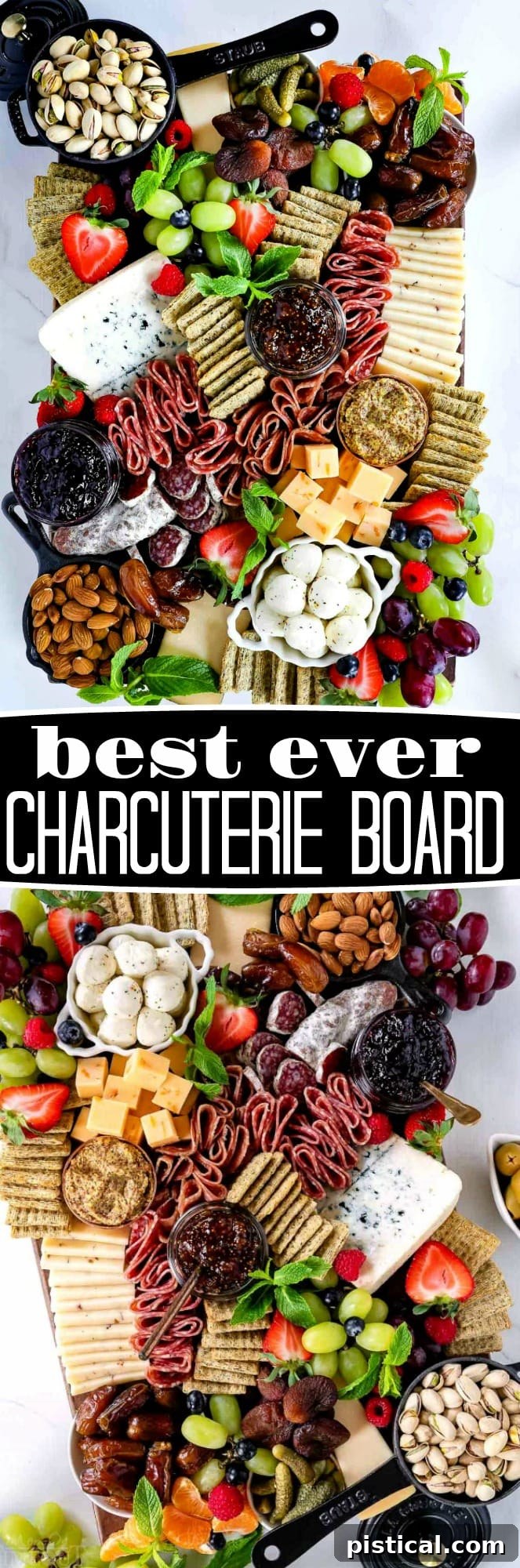 A visual summary of the charcuterie board's delicious components. Collage of charcuterie board images highlighting different sections and ingredients.