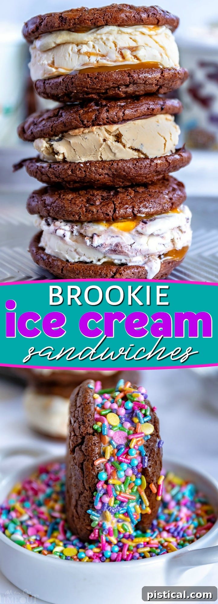 A collage featuring various homemade ice cream sandwich designs and flavors.