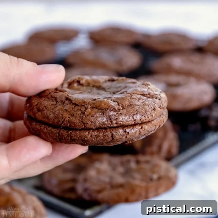Paired brownie cookies ready for ice cream sandwich assembly