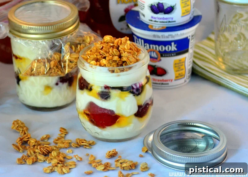 A vibrant display of high-quality Tillamook Vanilla Bean yogurt containers, highlighting the essential creamy base for perfect honey vanilla parfaits.