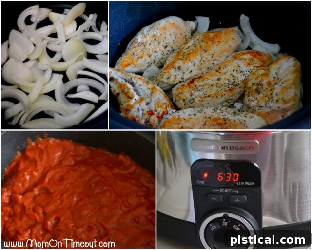 Melt-in-Your-Mouth Cheesy Slow Cooker Chicken Parmesan 2 Slow Cooker Chicken Parm step-by-step: Browning the chicken before adding to the crockpot for maximum flavor.