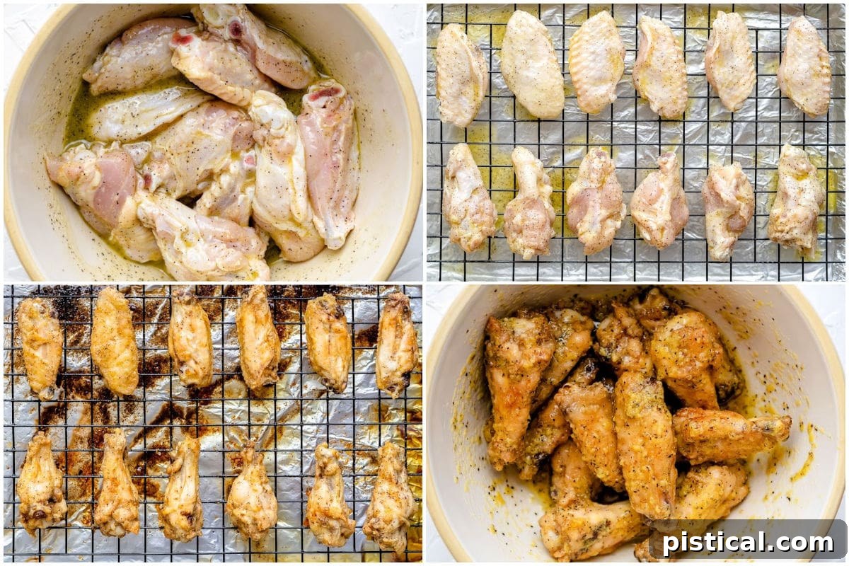 how to make lemon pepper wings in 4 image collage