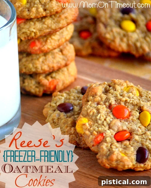 Reese's Freezer-Friendly Oatmeal Cookies: Chewy, chunky, and just downright delicious! A perfect make-ahead cookie recipe.