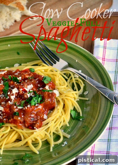 Delicious and hearty Slow Cooker Spaghetti, perfect for a family dinner.