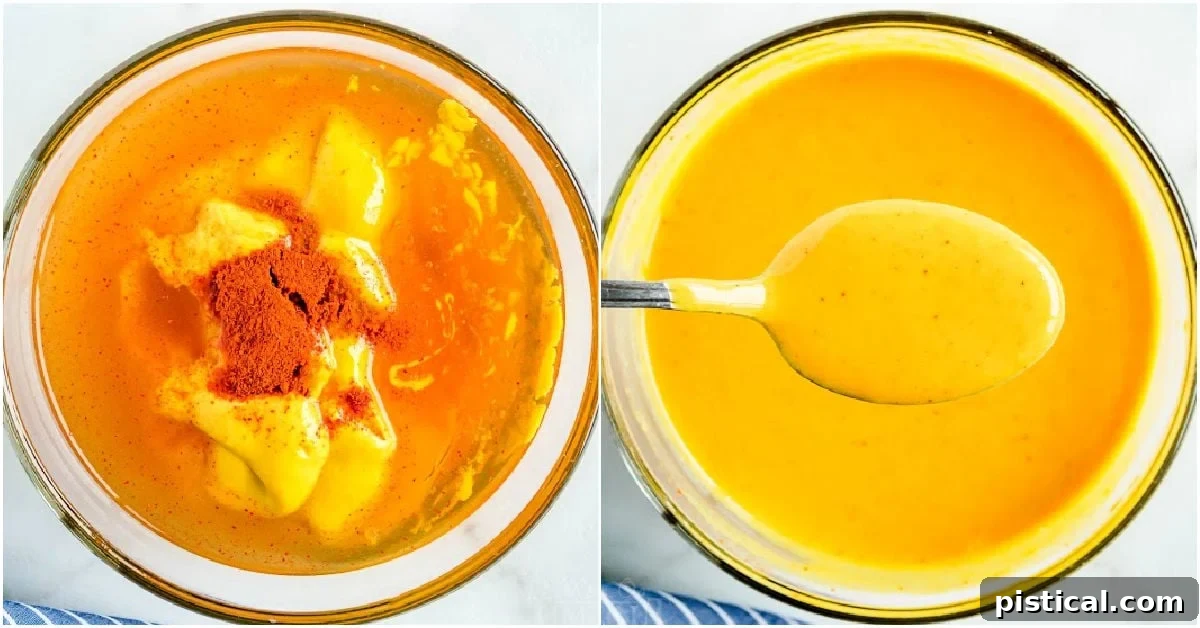 ingredients being mixed together in clear bowl.