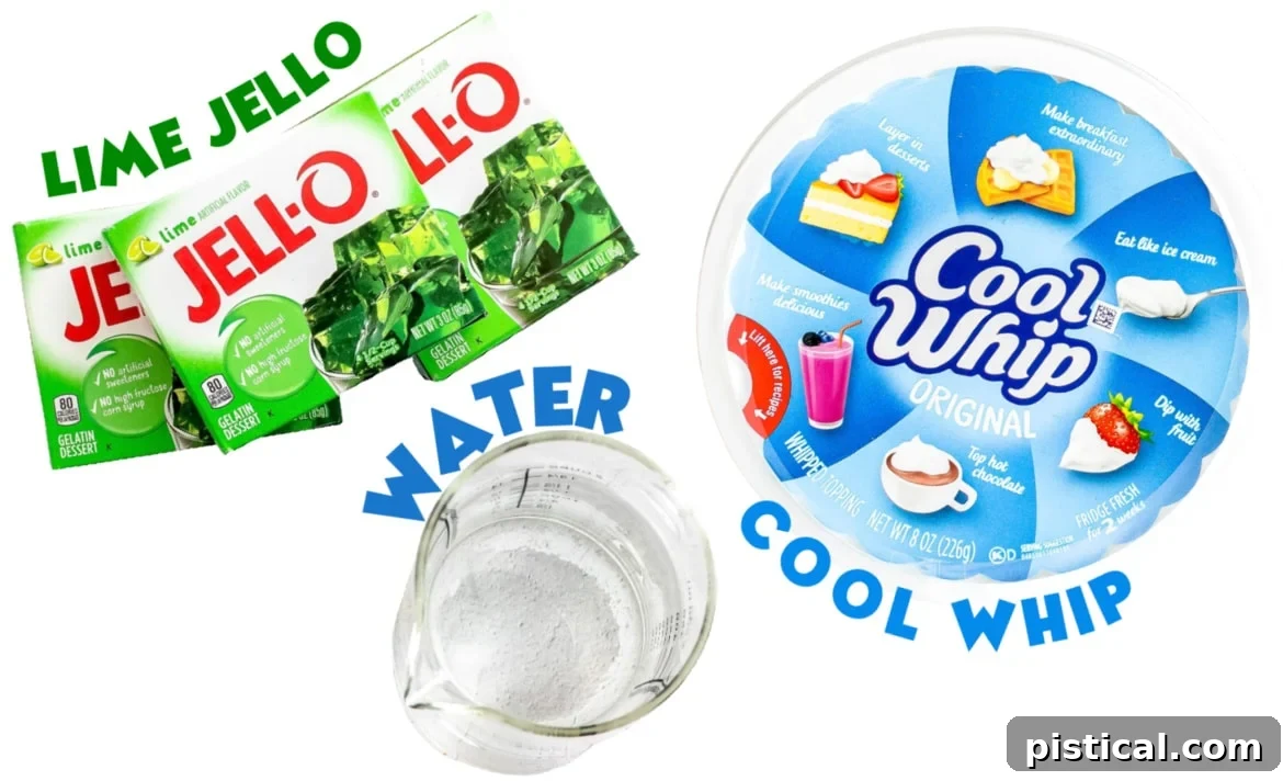 layered jello cups ingredients laid out.