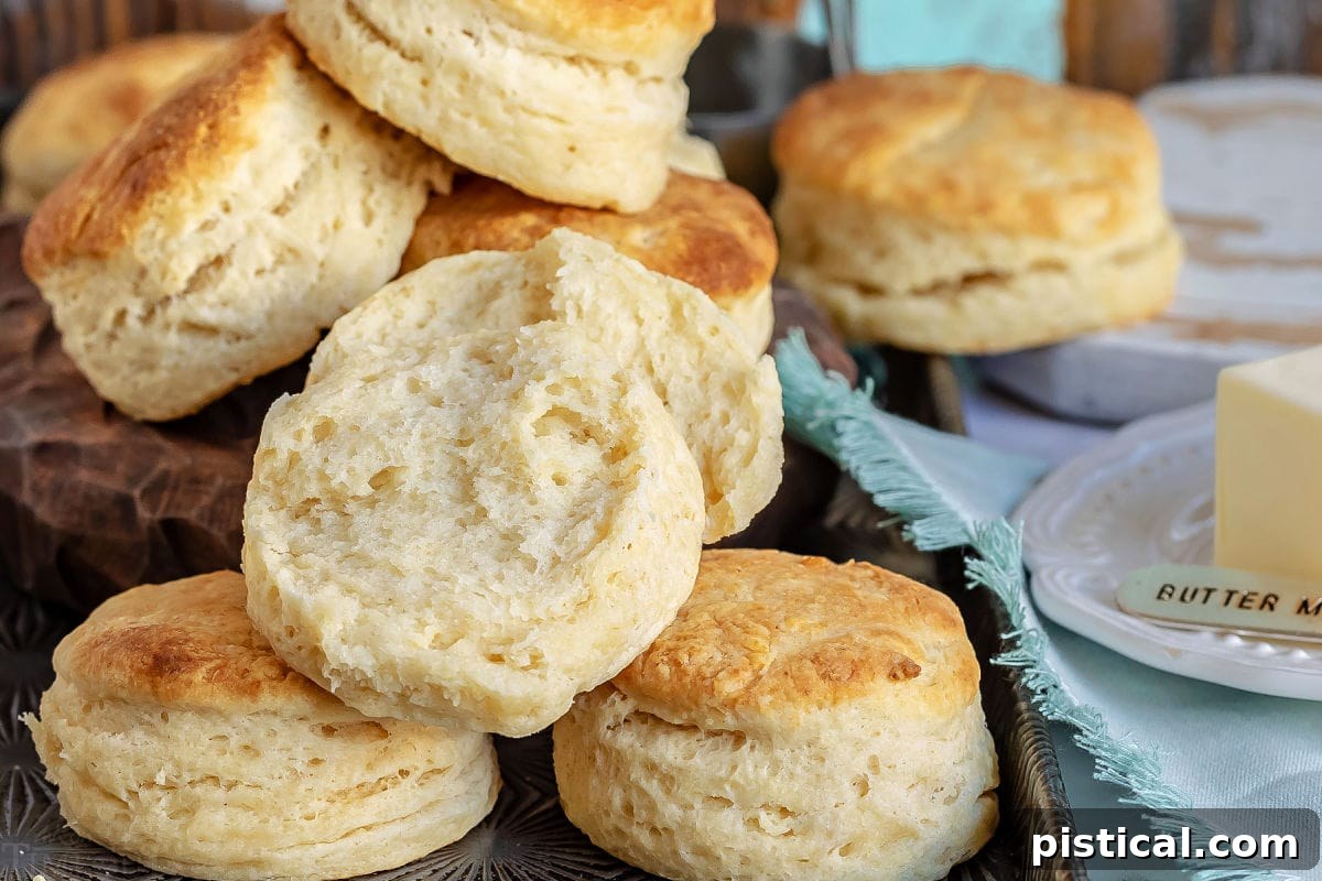 biscuit split in half showing interior of biscuit.