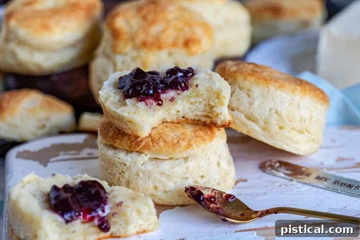 biscuit split in half and topped with butter and jelly.