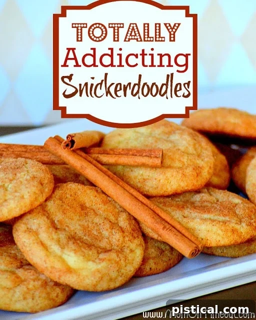 The BEST Snickerdoodle recipe! A delightful image from MomOnTimeout.com showcasing delicious snickerdoodle cookies.