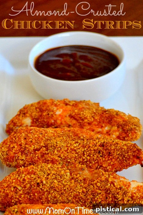 Almond-Crusted Chicken Strips with BBQ and Ranch Almond-Crusted Chicken Strips with dipping sauces