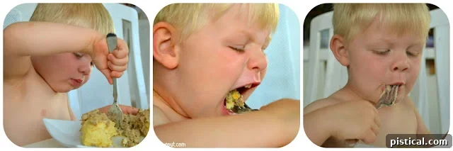 A playful image suggesting extreme satisfaction and comfort while enjoying a meal.