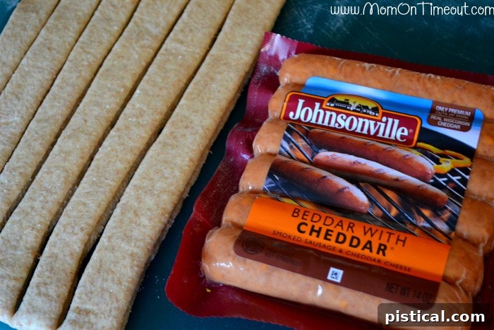 Johnsonville Beddar with Cheddar sausages, perfect for spiral wrapping and a crowd-pleasing party snack