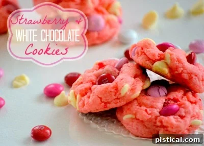 Delicious Strawberry Cookie Recipe featuring white chocolate chips, perfect for a Valentine's Day dessert