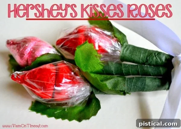 A Baker's Dozen of Valentine's Day Delights 2 Hershey's Kisses Roses: a sweet, edible craft perfect for Valentine's Day