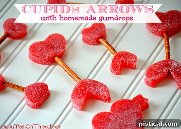 A Baker's Dozen of Valentine's Day Delights 3 Cupid's Arrows with Homemade Gumdrops, a fun Valentine's treat
