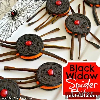 Delicious Black Widow Spider Bites made from Oreo cookies, a perfect Halloween or Avengers party treat