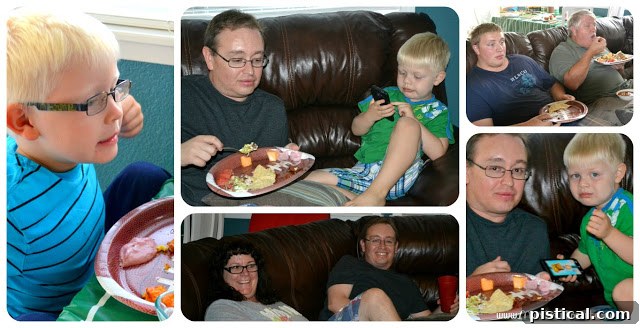 Guests watching football during a game day party