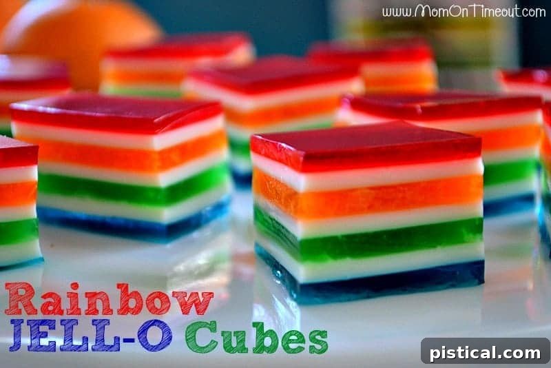 Easy homemade rainbow jello cubes