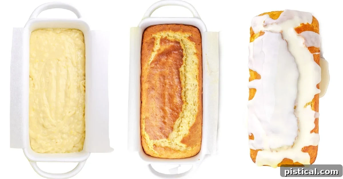 three image collage showing limoncello cake recipe being made and glazed.