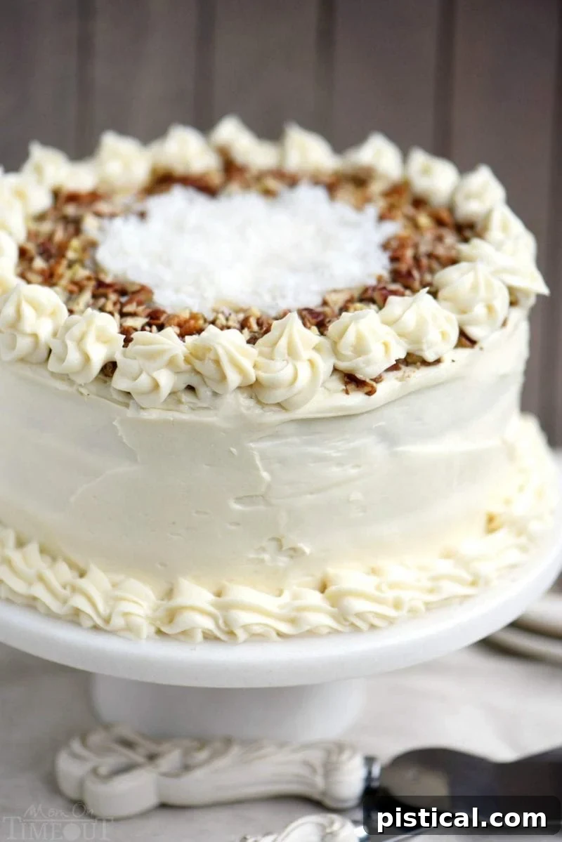 Whole Pineapple Carrot Cake on a white platter