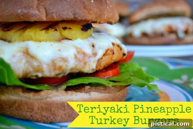 Ingredients laid out for Teriyaki Pineapple Turkey Burgers, including ground turkey, pineapple, and teriyaki sauce.