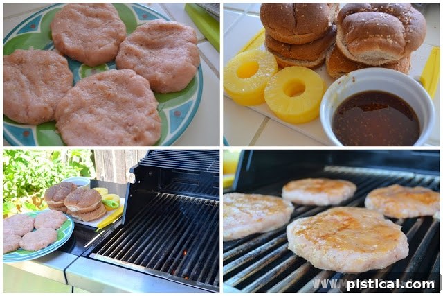 Ground turkey mixture with ginger and breadcrumbs being shaped into patties.