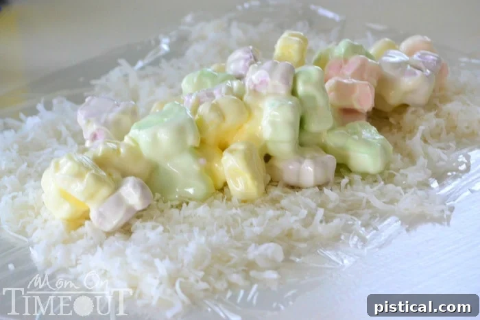 Easter Stained Glass Delights 6 CandiQuik-marshmallows-on-coconut