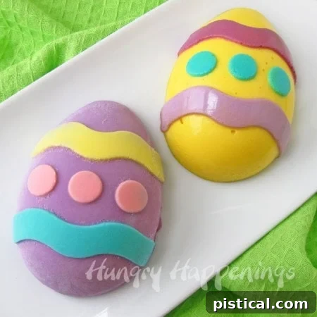 Cheesecake Easter Eggs, egg-shaped cheesecakes with colorful layers.