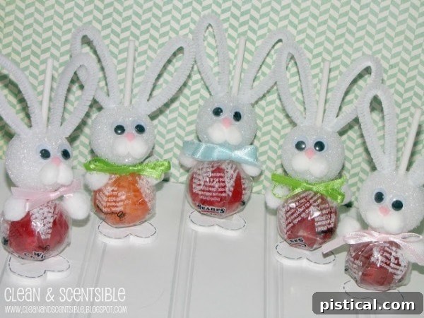 Bunny Sucker Pops, lollipops decorated with bunny ears and faces.