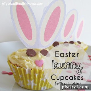 Easter Bunny Cupcakes, cupcakes decorated with bunny faces and ears.