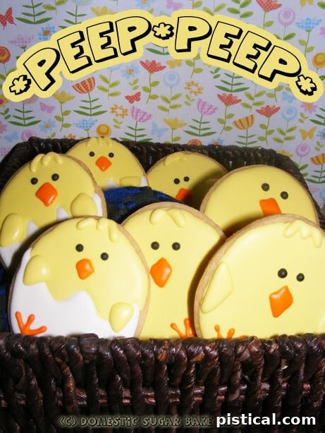 Spring Cookies decorated with chick and bunny themes.