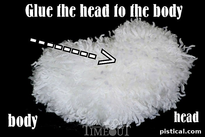 Basic Shape of Pom Pom Bunny After Head and Body Are Glued Together