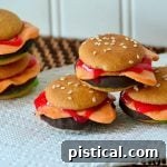 Close-up of a delightful Cookie Slider, highlighting its mini cheeseburger appearance