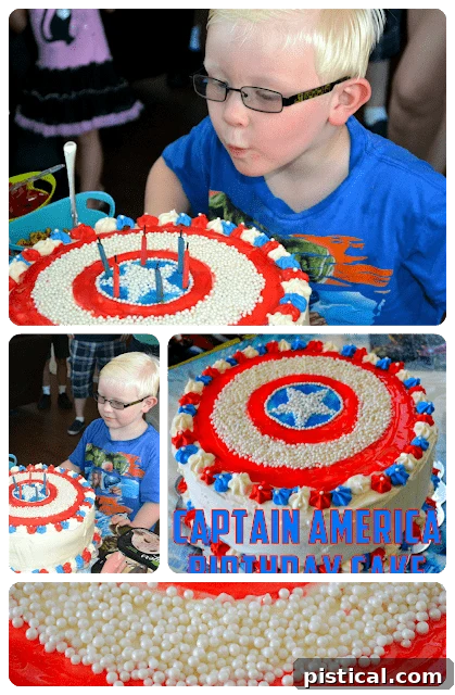 Reece Blowing Out Candles on Captain America Cake