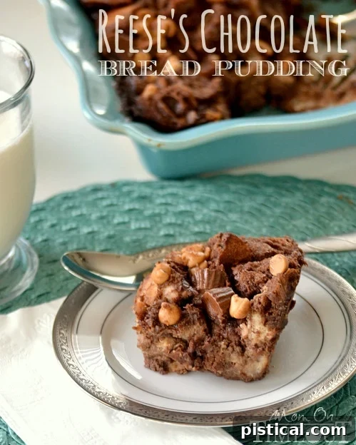 Reese's Chocolate Peanut Butter Bread Pudding | Mom On Timeout - Irresistibly decadent and delicious! Reese's Chocolate Peanut Butter Bread Pudding | Mom On Timeout - Irresistibly decadent and delicious!