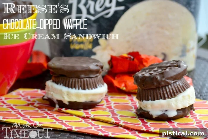 Reese's Chocolate Dipped Waffle Ice Cream Sandwich | Mom On Timeout