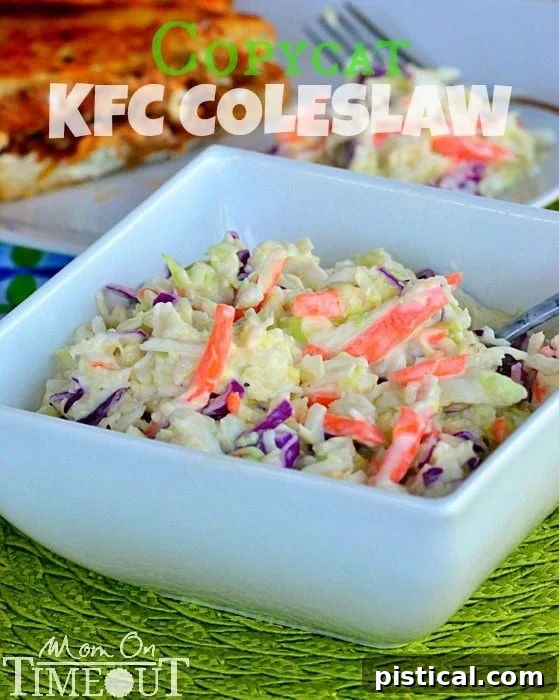 Copycat KFC Coleslaw: A Must-Have for Every Meal Close-up of creamy Copycat KFC Coleslaw, ready to serve at any gathering.