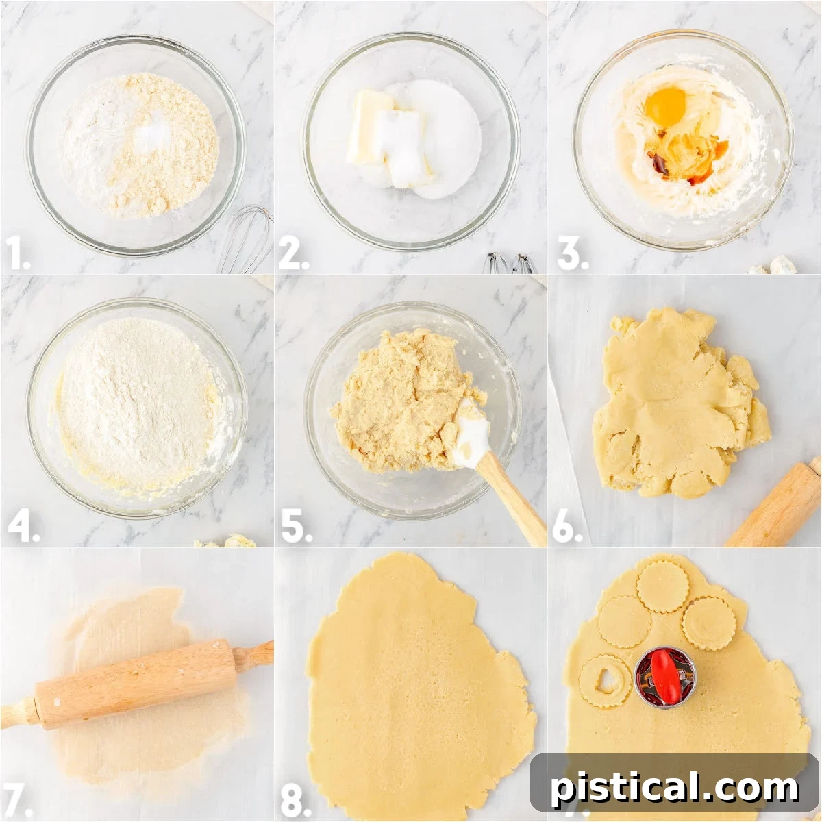 Classic Linzer Cookie Delights 4 nine image collage showing step by step how to make linzer cookies including cutting them out.