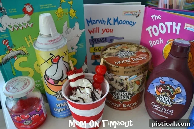 Decorated Cat in the Hat ice cream cups