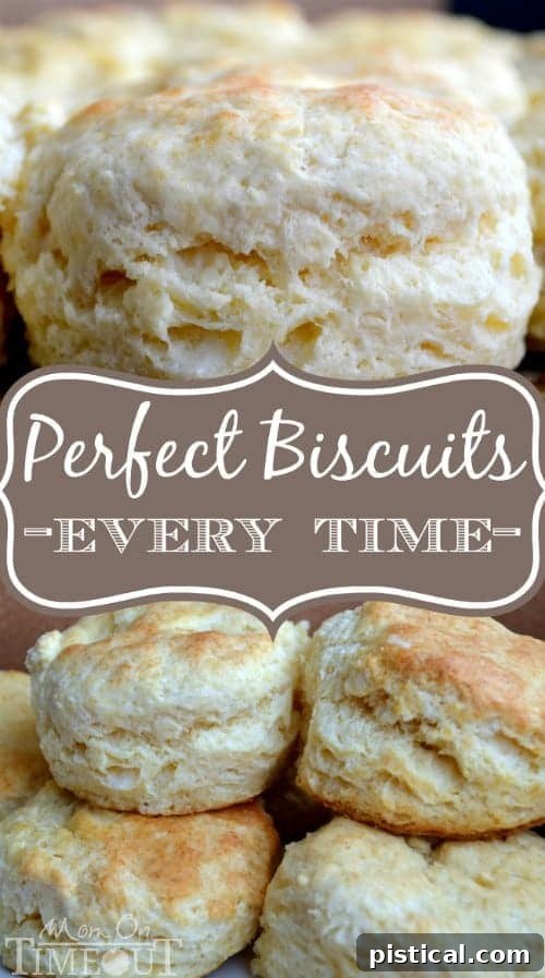 Easy Homemade Biscuits - Perfect Every Time! These never-fail biscuits are perfectly fluffy and light and a breeze to make! | Mom On Timeout | #breakfast #recipe #biscuits