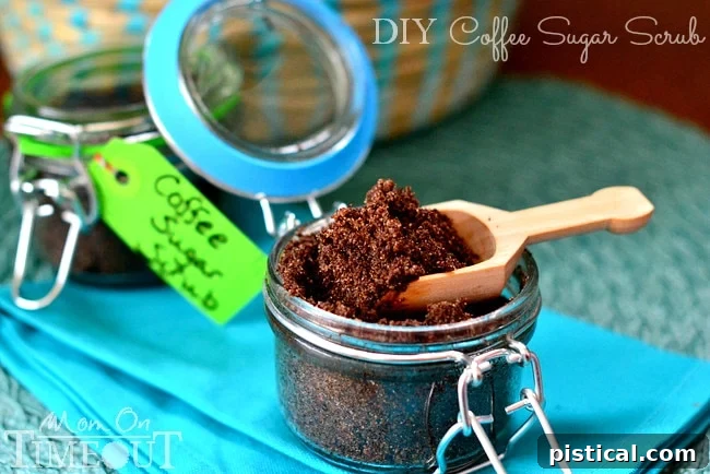 A bowl of freshly made DIY Coffee Sugar Scrub, ready to be used or packaged as a thoughtful homemade gift.