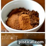 Small jar of homemade coffee sugar scrub.