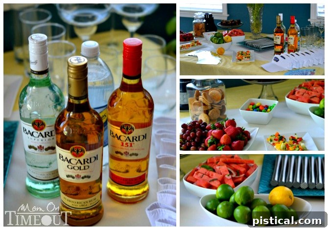 bacardi party atmosphere with drinks and food