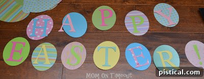 DIY Festive Easter Egg Banner 4 Mod Podge applied to letters on eggs