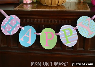 DIY Festive Easter Egg Banner 7 Finished two-tier Easter banner with 'Happy Easter!'
