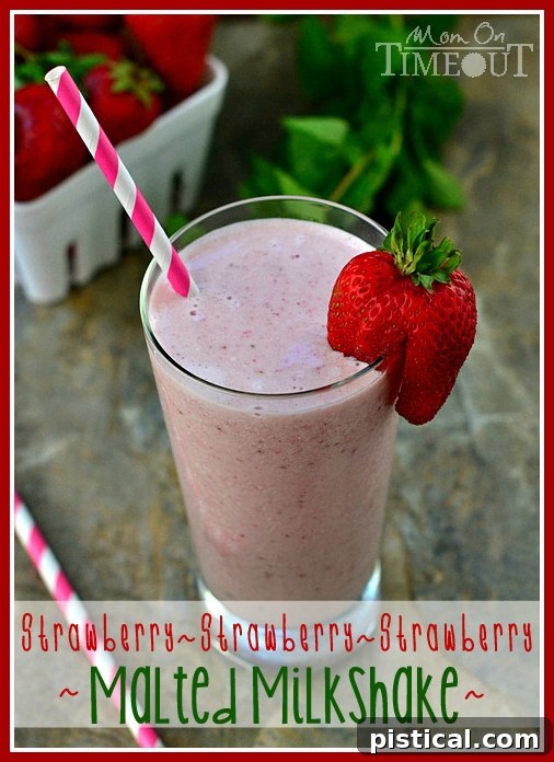 The Best Strawberry Malted Milkshake Recipe Deliciously creamy strawberry malted milkshake in a tall glass with whipped cream and fresh strawberries