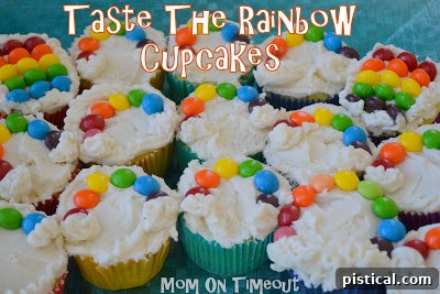 Detailed shot of a single rainbow cupcake, perfect for St. Patrick's Day celebrations