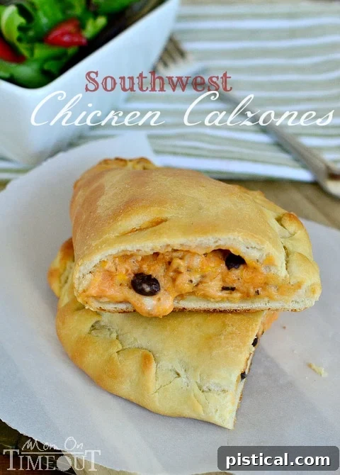 Delicious Southwest Chicken Calzones are a family-friendly and easy dinner option, perfect for any night of the week! Made with convenient Tyson chicken, they're a crowd-pleaser. Discover the recipe at MomOnTimeout.com. Support your local school effortlessly with #ClipForSchool and #TysonProjectAplus.