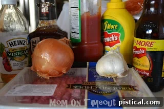 Ingredients for Slow Cooker Sloppy Joes laid out.